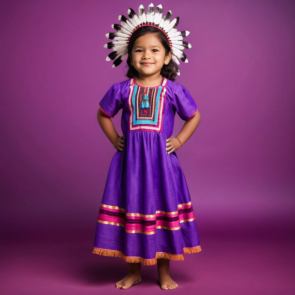 Joyful Native Child in Traditional Regalia