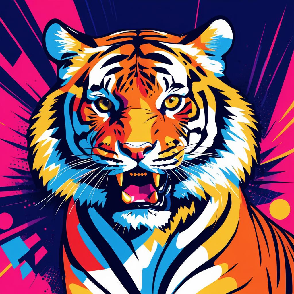 Vibrant Pop Art Tiger Illustration