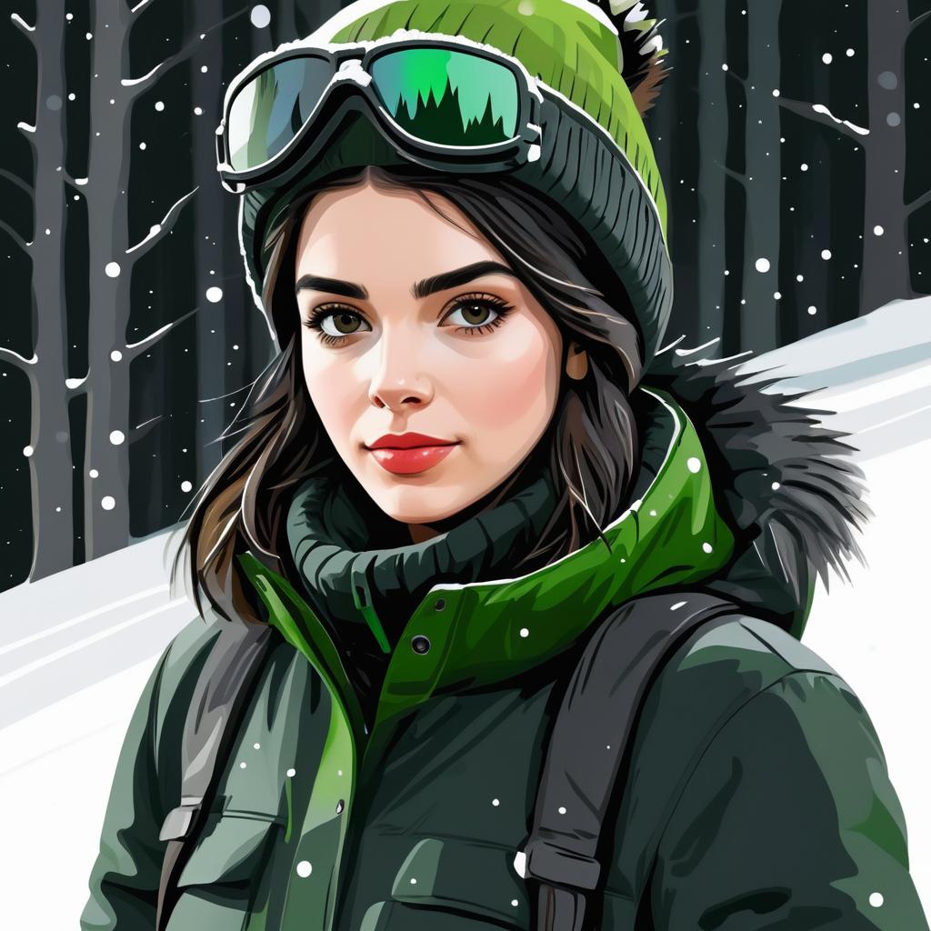 Stylish Winter Woman in Charcoal Gear