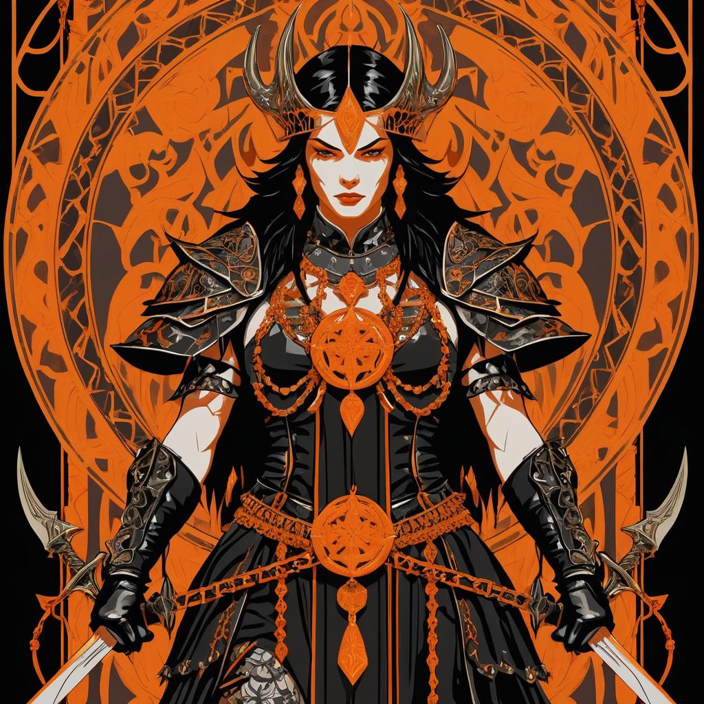 Demonic Warrior Tarot Card Illustration