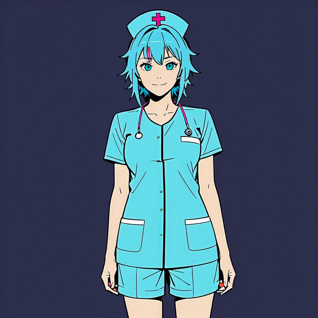 Joyful Night-Shift Nurse in Colorful Style