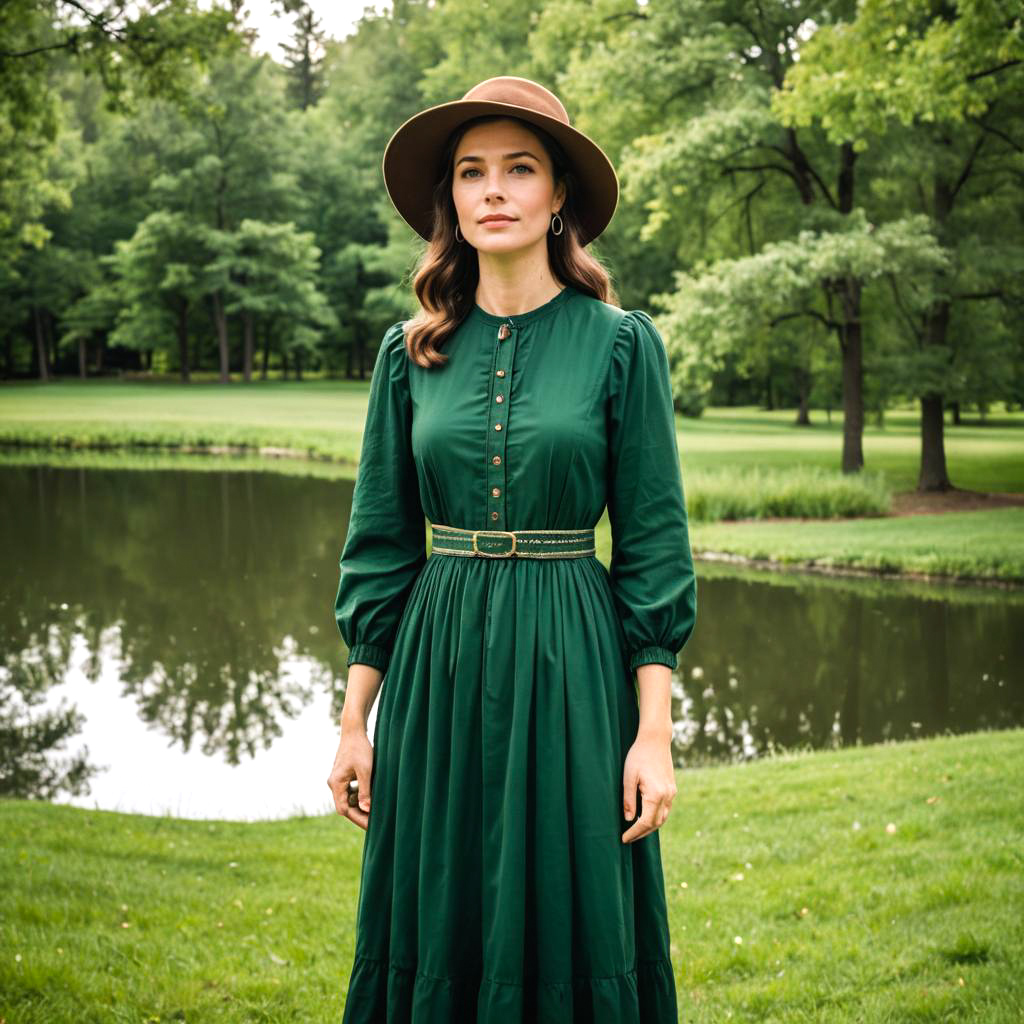 Serene Prairie Woman by the Lake