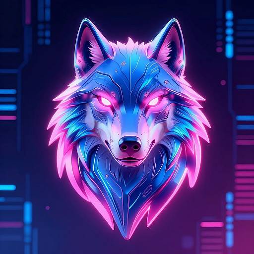 Futuristic Sigma Wolf Cyberpunk Symbol