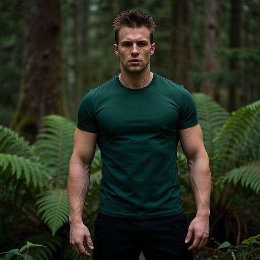 Muscular Man in Dense Forest
