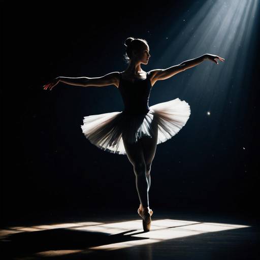 Ballet dancer silhouette in spotlight Ballet dancer silhouette in spotlight