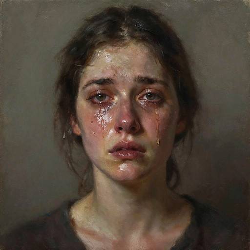 Realistic Sad Lady Oil Portrait