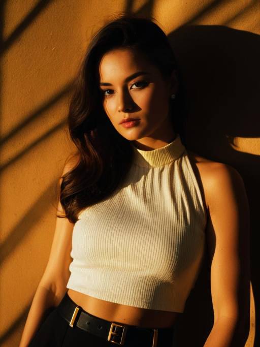 Chic Woman's Fashion Ensemble with Halter Top