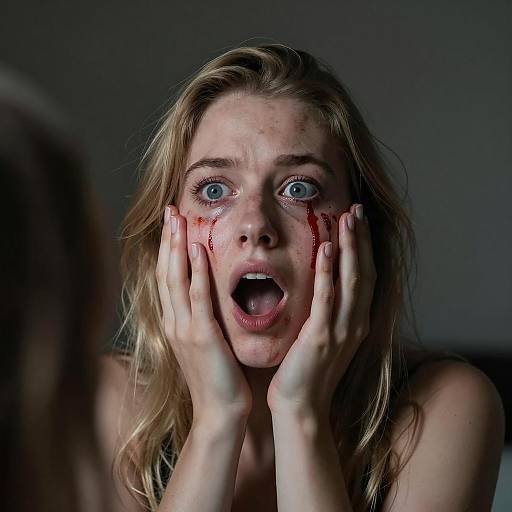 Shocking Close-up of a Bloodied Woman