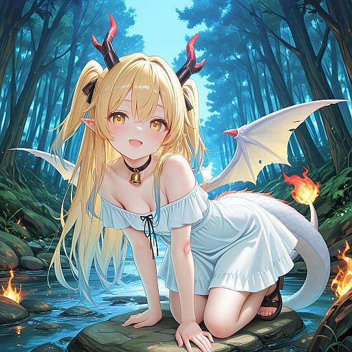 Dragon Girl in Enchanted Forest