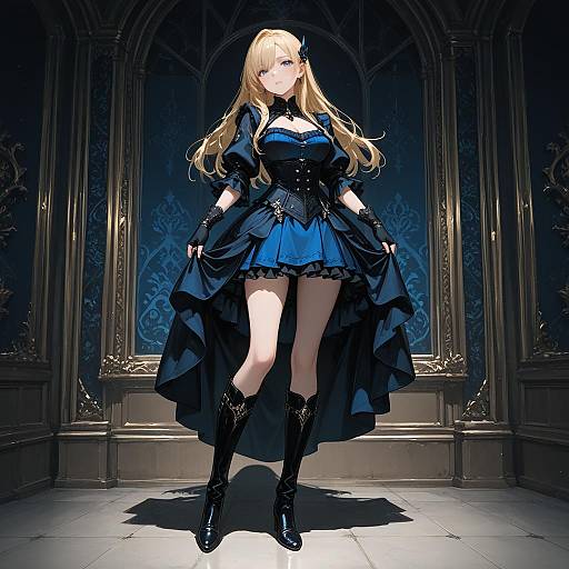 Blonde Blue-Eyed Girl in Frilled Dress