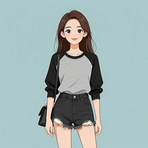 Smiling Woman in Casual Chic Outfit