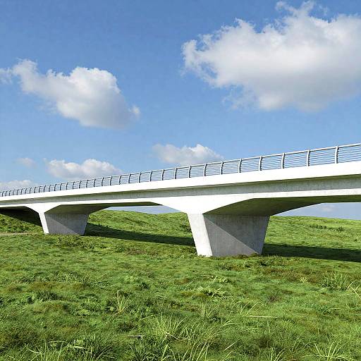 Modern Curved Concrete Bridge CGI