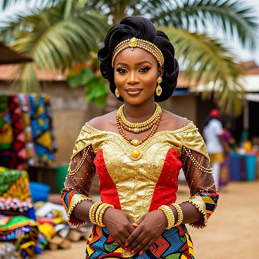 Vibrant Nigerian Bride in Ankara Dress