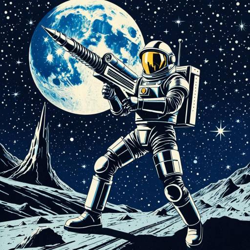 Retro Sci-Fi Moon Miner with Futuristic Drill