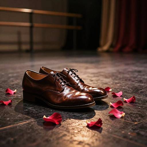 Artistic Ballet Shoes with Rose Petals