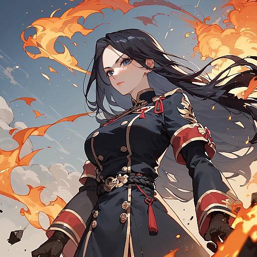 Serious Anime Girl in Flames
