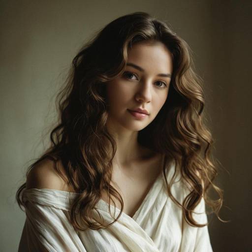 Elegant Portrait of Young Woman with Wavy Hair