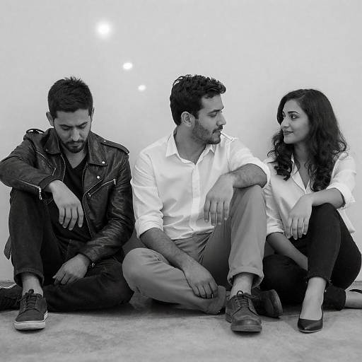 Moody Black-and-White Portrait of Trio