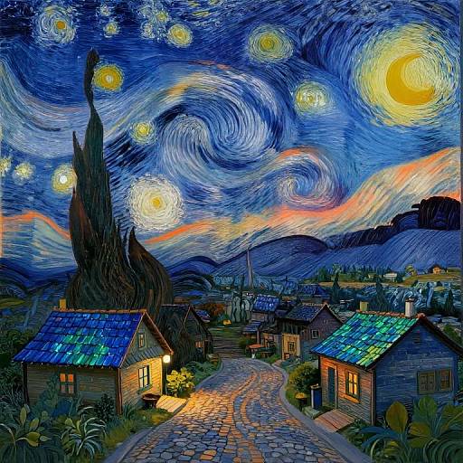 Vibrant digital art of Van Gogh's 