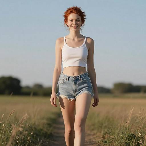 Photorealistic Ginger Woman in Crop Top