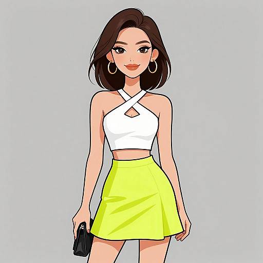 Smiling Woman in Trendy Neon Outfit