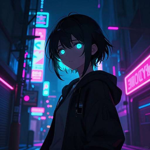 Dark Neon Anime Girl Wallpaper