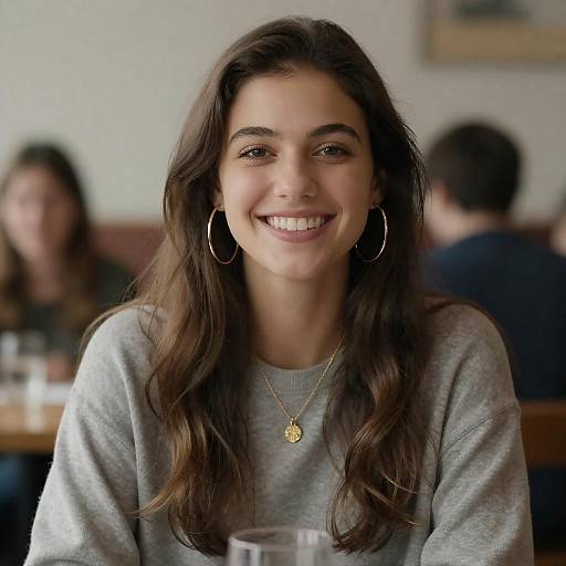 Smiling Young Woman with Gold Jewelry