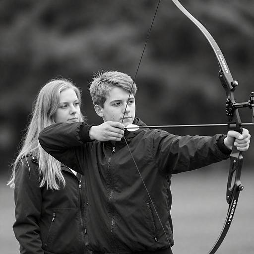 Black and White Archery Couple Portrait