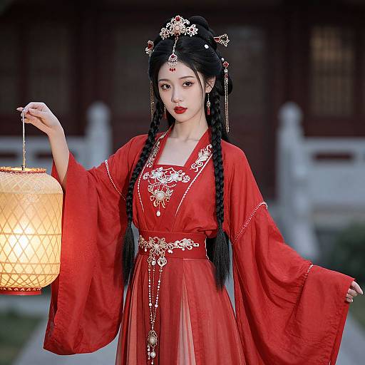 Red Goddess in Traditional Chinese Attire