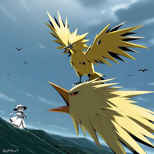 Illustration of Zapdos, pokemon in the style of Gotyou