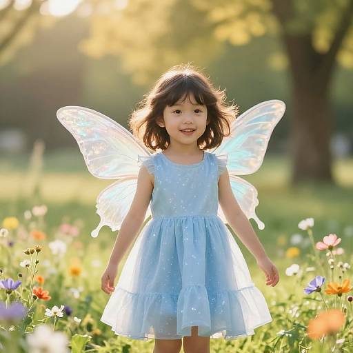 Joyful Girl with Butterfly Wings