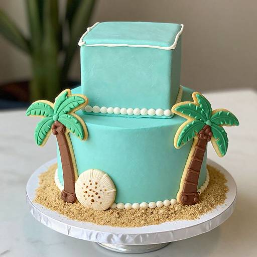 Tiffany Box Wedding Cake with Coastal Decor