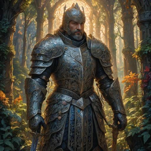Heroic Knight in Fantasy Architecture Heroic Knight in Fantasy Architecture