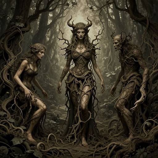 Dark Fantasy Forest Spirits Made of Vines