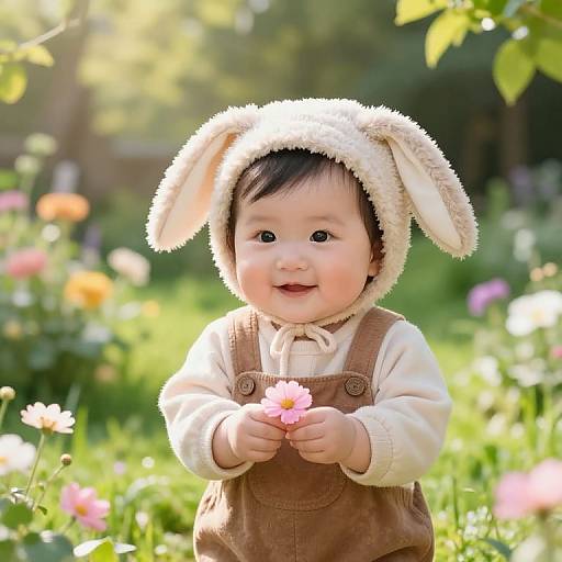 Adorable Baby Bunny in Sunny Garden