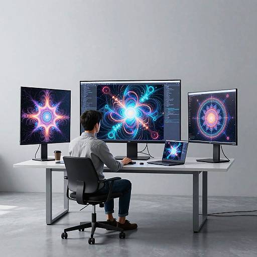 AI Artist in Futuristic Minimalist Studio