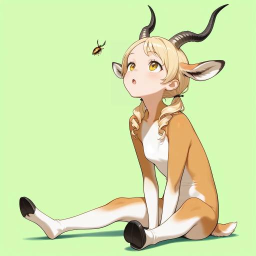 Curious Girl and Adorable Antelope Scene Curious Girl and Adorable Antelope Scene