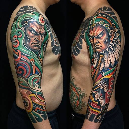 Vibrant Tattoos on Intense Faces