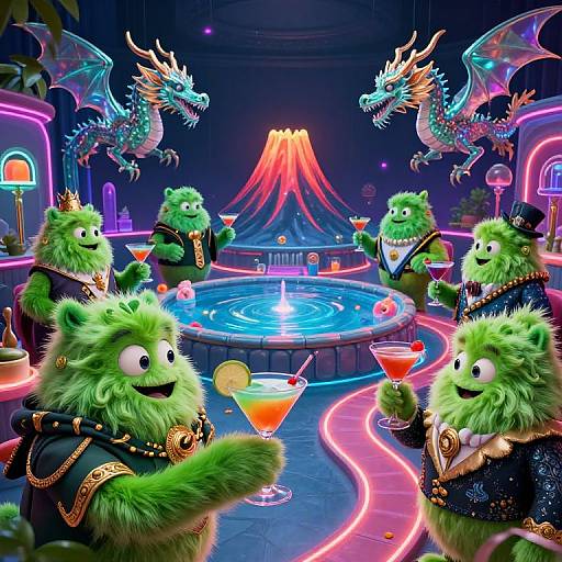Surreal Fuzzy Monsters Cocktail Party