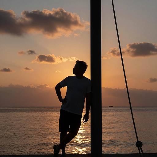 Relaxed Silhouette by the Sunset Sea