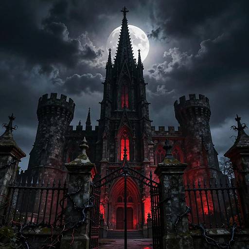 Gothic Vampire Castle Under Crimson Moon