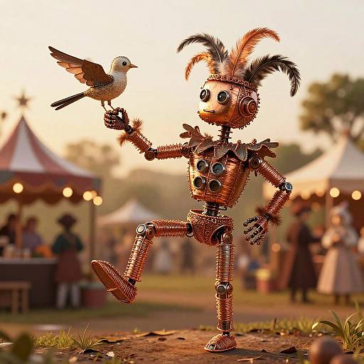 Whimsical Robot Jester Artwork