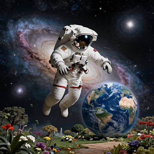 Surreal Cosmic Landscapes with Astronaut