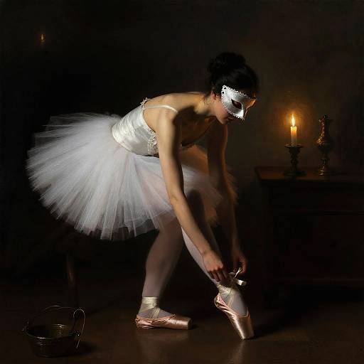 Masked Ballerina in Candlelight Silhouette