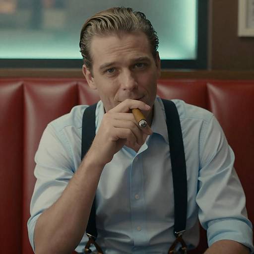 Stylish Man in Red Leather Booth