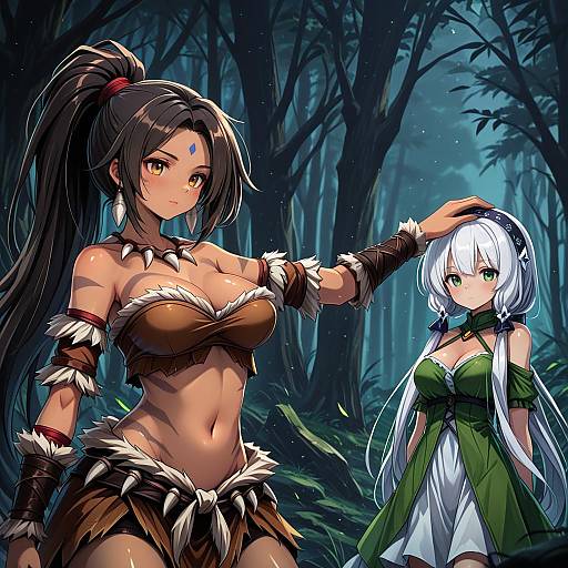 Illustration of Nidalee, league of legends in the style of Ryogo