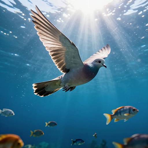 Vibrant Underwater Scene with Dove