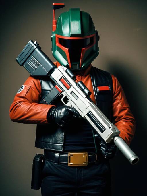 Man in Blaster G1 Cosplay Costume with Blaster Gun