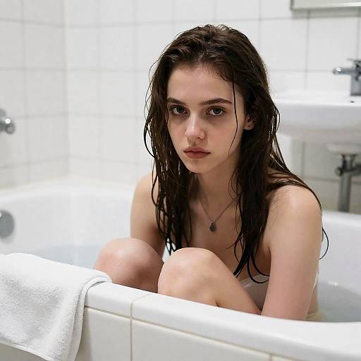 Young Woman Sitting in Bathtub