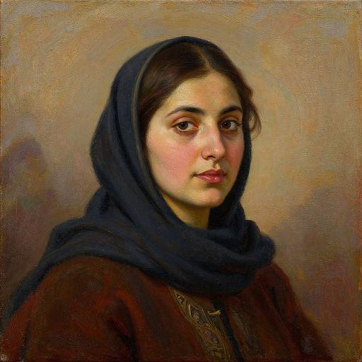 Abyaneh Woman in Classic Oil Painting